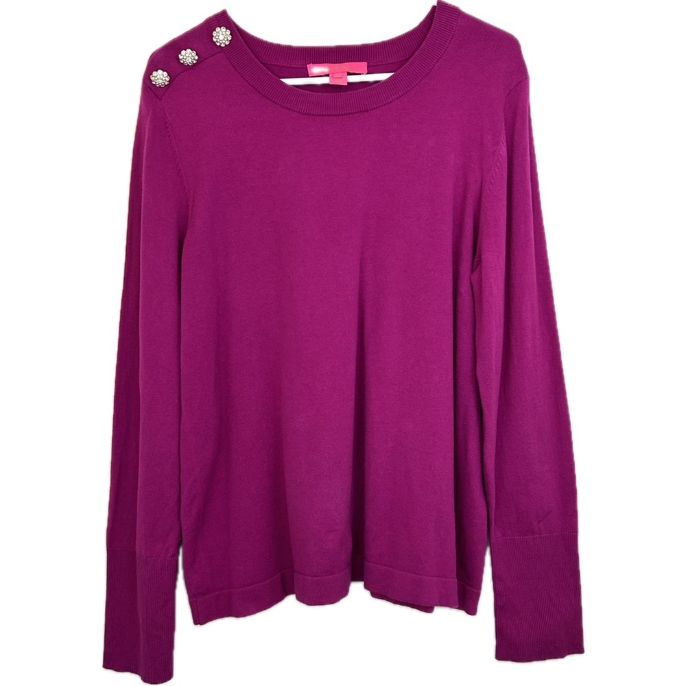 Lilly Pulitzer Fuchsia Sweater with Shoulder Embellishments Size XL